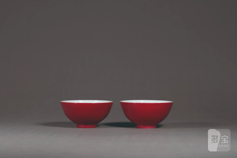 胭脂红釉碗